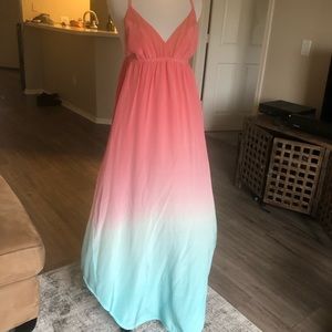 Ombré sheer backless dress